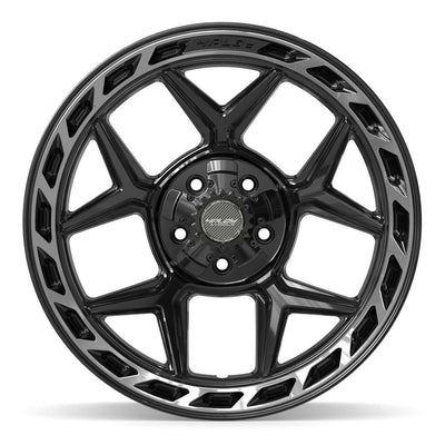 Set of 4 4Play 4P55 20x10 Gloss Black Brushed with Tinted Clear wheel, 5x127/5x139.7, -18mm offset