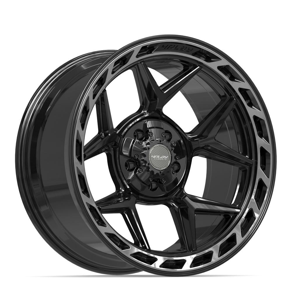 Set of 4 4Play 4P55 20x10 Gloss Black Brushed with Tinted Clear wheel, 5x127/5x139.7, -18mm offset