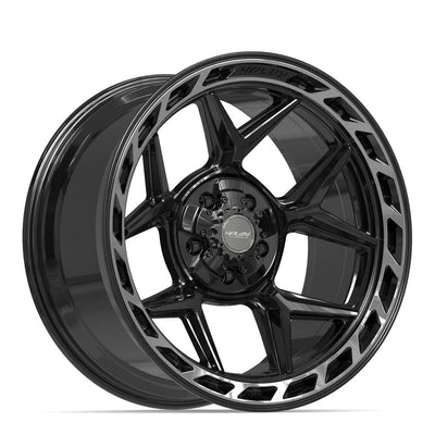 Set of 4 4Play 4P55 20x10 Gloss Black Brushed with Tinted Clear wheel, 5x127/5x139.7, -18mm offset