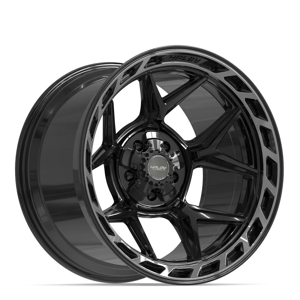 Set of 4 4Play 4P55 20x12 Gloss Black Brushed with Tinted Clear wheel, 5x127/5x139.7, -44mm offset