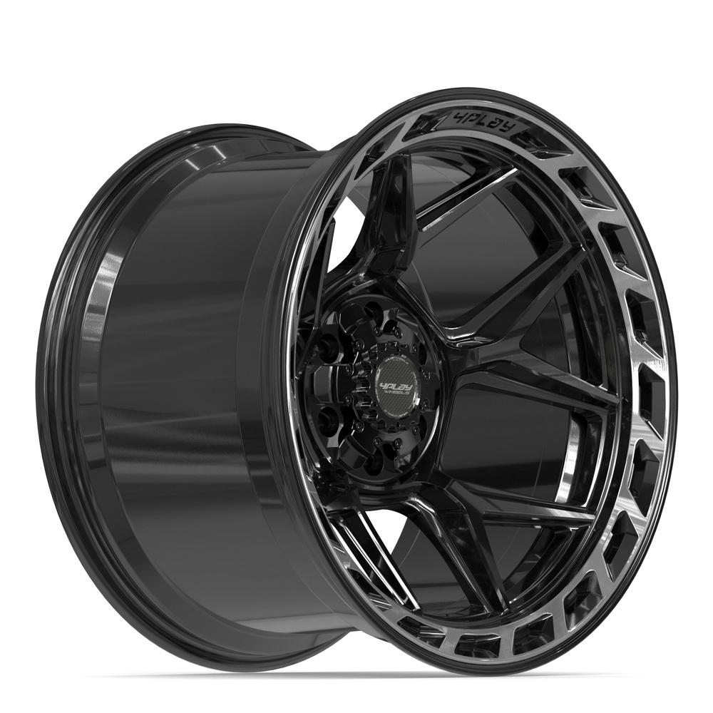 Set of 4 4Play 4P55 20x12 Gloss Black Brushed with Tinted Clear wheel, 6x135/6x139.7, -44mm offset