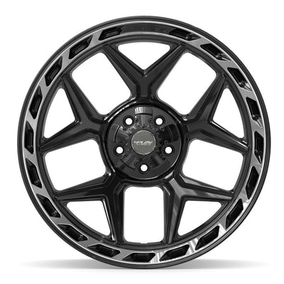 Set of 4 4Play 4P55 22x10 Gloss Black Brushed with Tinted Clear wheel, 5x127/5x139.7, -18mm offset