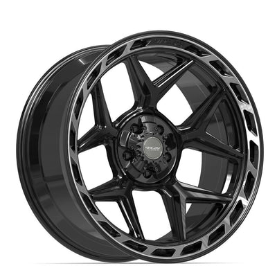 Set of 4 4Play 4P55 22x10 Gloss Black Brushed with Tinted Clear wheel, 5x127/5x139.7, -18mm offset