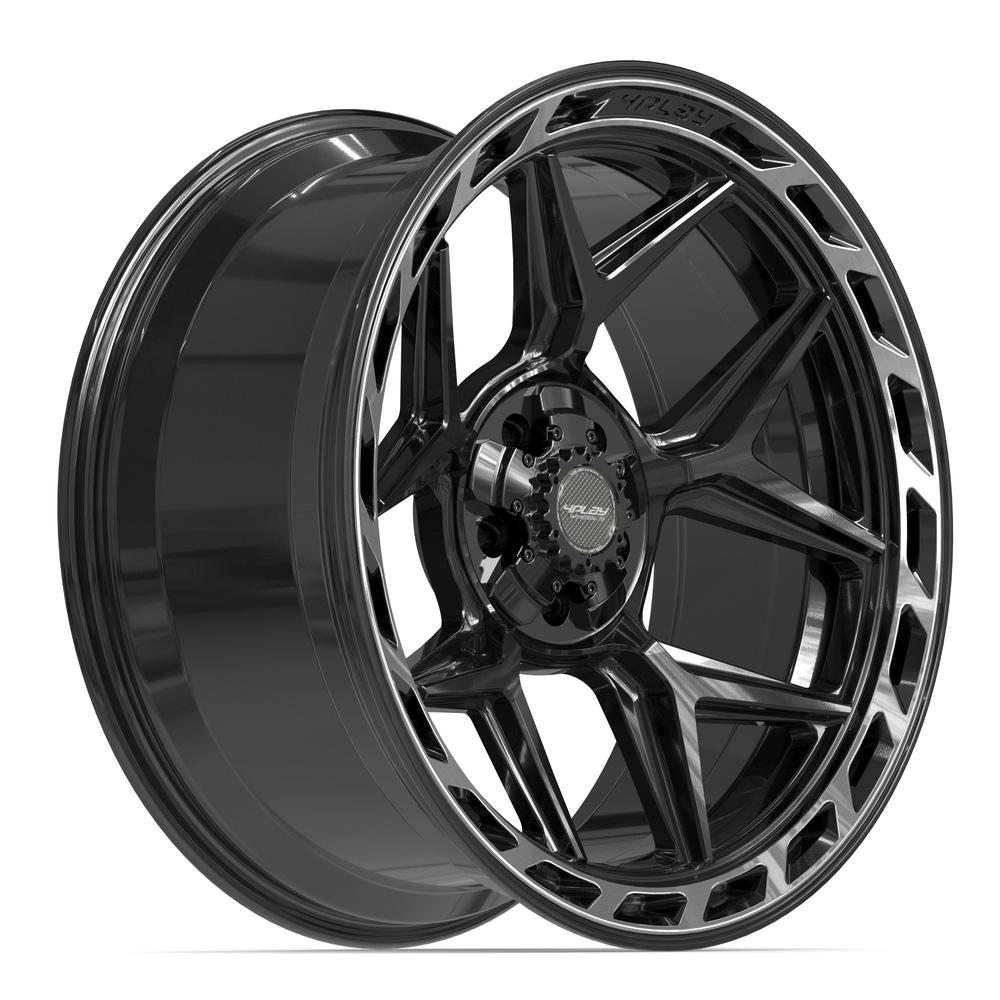 Set of 4 4Play 4P55 22x10 Gloss Black Brushed with Tinted Clear wheel, 5x127/5x139.7, -18mm offset