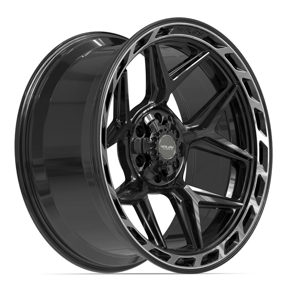 Set of 4 4Play 4P55 22x10 Gloss Black Brushed with Tinted Clear wheel, 6x135/6x139.7, -18mm offset