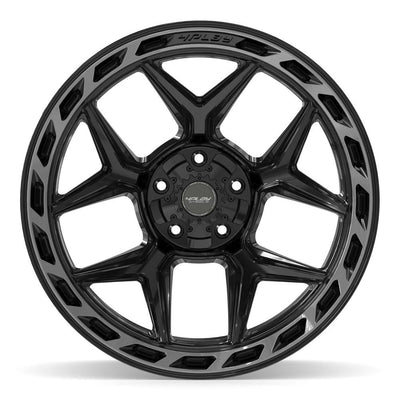 Set of 4 4Play 4P55 22x12 Gloss Black Brushed with Tinted Clear wheel, 5x127/5x139.7, -44mm offset