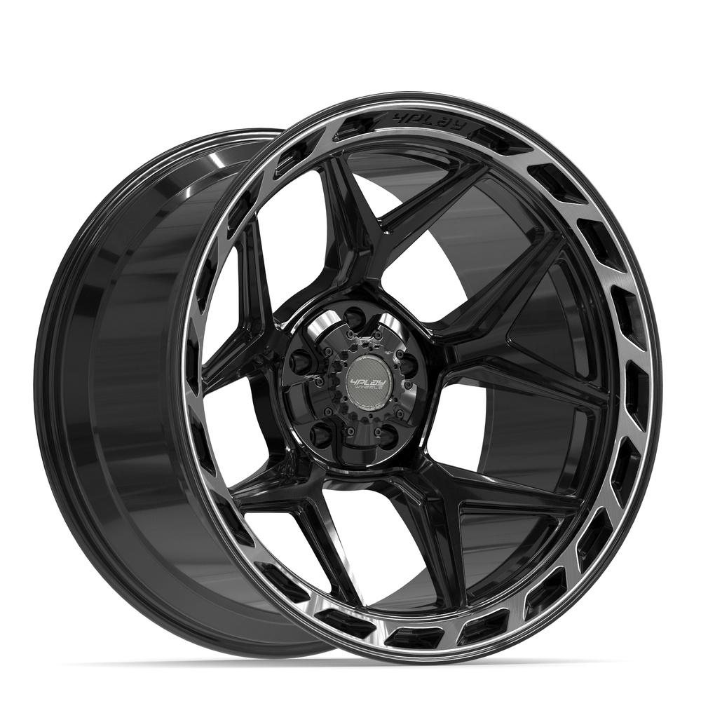 4Play 4P55 22x12 Gloss Black Brushed with Tinted Clear wheel, 5x127/5x139.7, -44mm offset