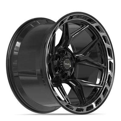 Set of 4 4Play 4P55 22x12 Gloss Black Brushed with Tinted Clear wheel, 6x135/6x139.7, -44mm offset