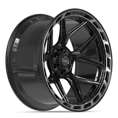 Set of 4 4Play 4P55 24x12 Gloss Black Brushed with Tinted Clear wheel, 6x135/6x139.7, -44mm offset