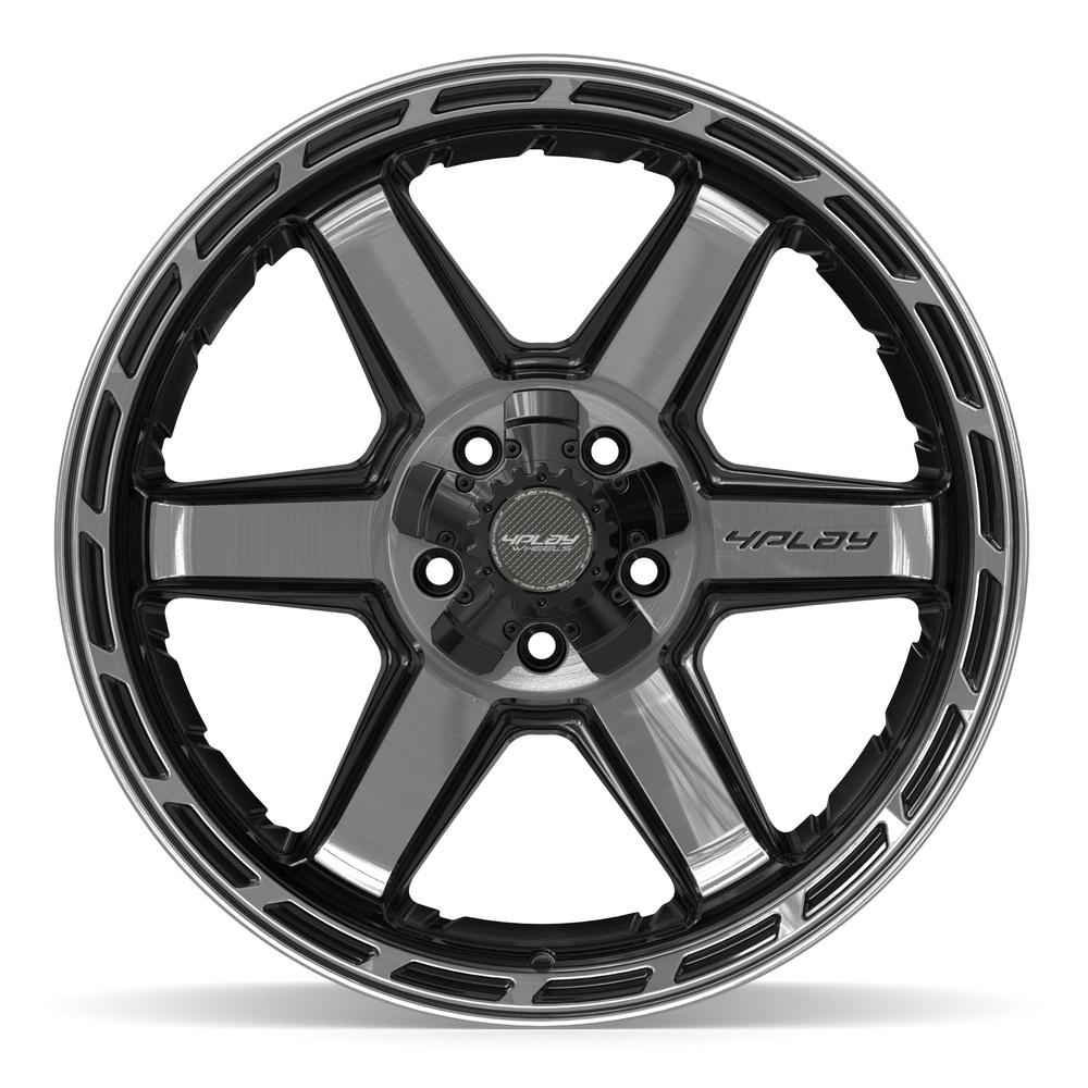 Set of 4 4Play 4P63 20x10 Gloss Black Brushed with Tinted Clear wheel, 5x127/5x139.7, -18mm offset