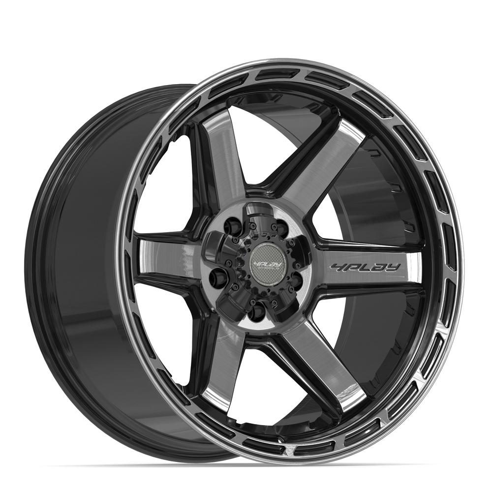 Set of 4 4Play 4P63 20x10 Gloss Black Brushed with Tinted Clear wheel, 5x127/5x139.7, -18mm offset