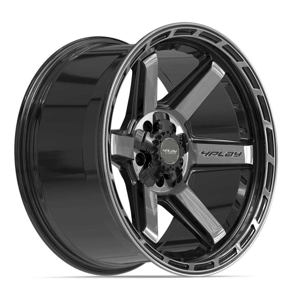 Set of 4 4Play 4P63 20x10 Gloss Black Brushed with Tinted Clear wheel, 5x127/5x139.7, -18mm offset