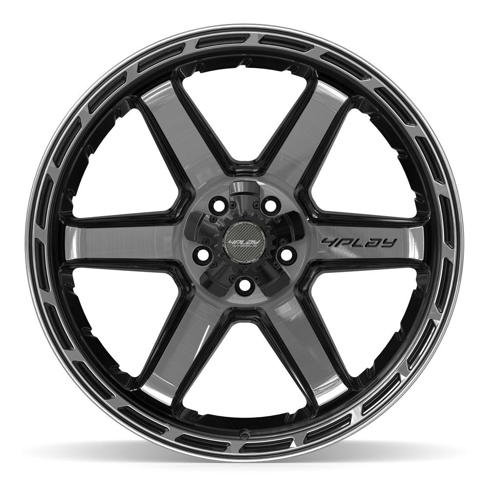 Set of 4 4Play 4P63 22x12 Gloss Black Brushed with Tinted Clear wheel, 5x127/5x139.7, -44mm offset