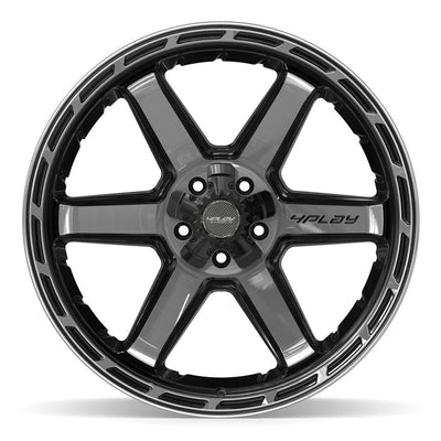 Set of 4 4Play 4P63 22x12 Gloss Black Brushed with Tinted Clear wheel, 5x127/5x139.7, -44mm offset