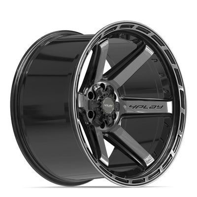 Set of 4 4Play 4P63 22x12 Gloss Black Brushed with Tinted Clear wheel, 6x135/6x139.7, -44mm offset