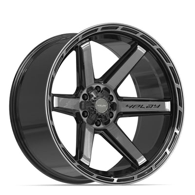 Set of 4 4Play 4P63 24x12 Gloss Black Brushed with Tinted Clear wheel, 6x135/6x139.7, -44mm offset