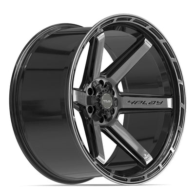 Set of 4 4Play 4P63 24x12 Gloss Black Brushed with Tinted Clear wheel, 6x135/6x139.7, -44mm offset