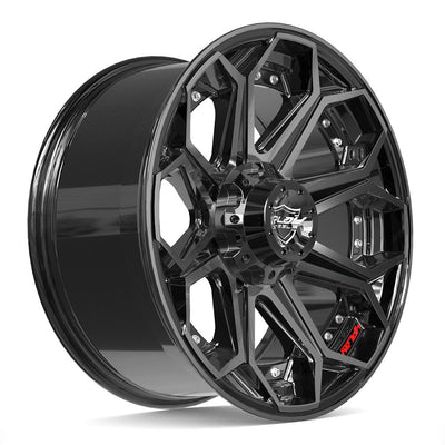 Set of 4 4Play 4P80R 20x9 Gloss Black Brushed with Tinted Clear wheel, 5x127/5x139.7, 0mm offset