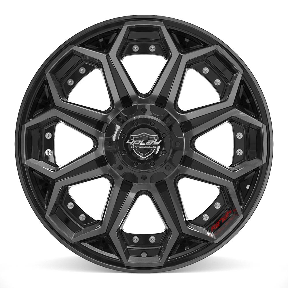 Set of 4 4Play 4P80R 20x9 Gloss Black Brushed with Tinted Clear wheel, 6x135/6x139.7, 0mm offset