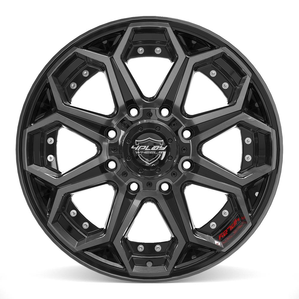 4Play 4P80R 20x9 Gloss Black Brushed with Tinted Clear wheel, 8x180, 0mm offset