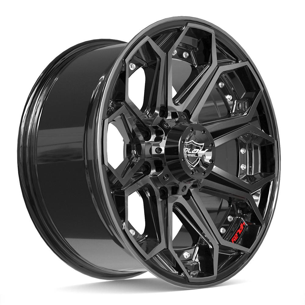 4Play 4P80R 20x9 Gloss Black Brushed with Tinted Clear wheel, 8x180, 0mm offset
