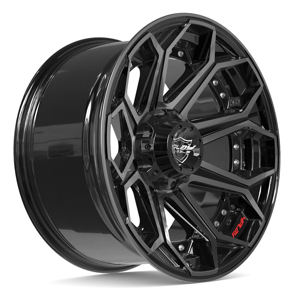 Set of 4 4Play 4P80R 20x10 Gloss Black Brushed with Tinted Clear wheel, 6x135/6x139.7, -18mm offset