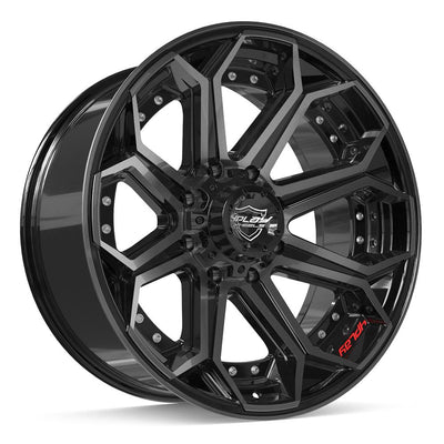 Set of 4 4Play 4P80R 22x10 Gloss Black Brushed with Tinted Clear wheel, 8x170, -24mm offset