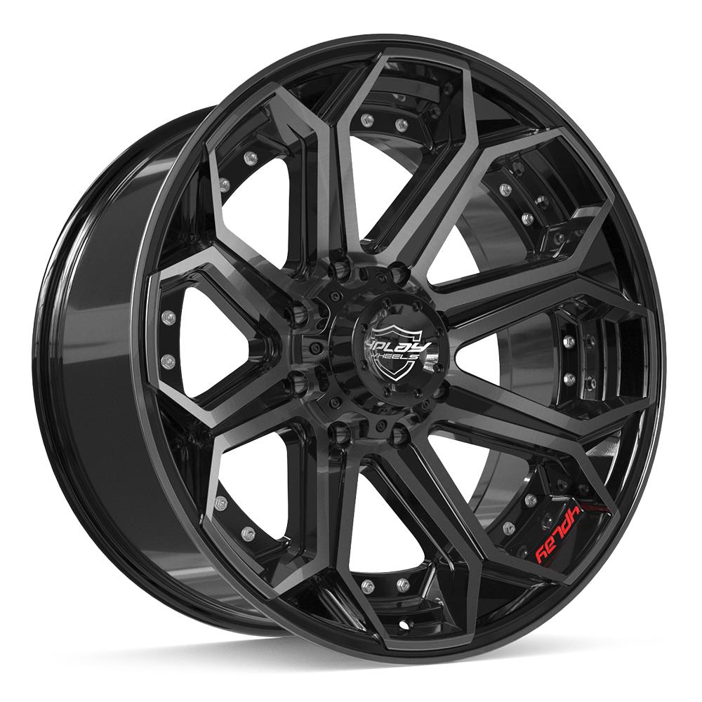 4Play 4P80R 22x10 Gloss Black Brushed with Tinted Clear wheel, 8x180, -24mm offset
