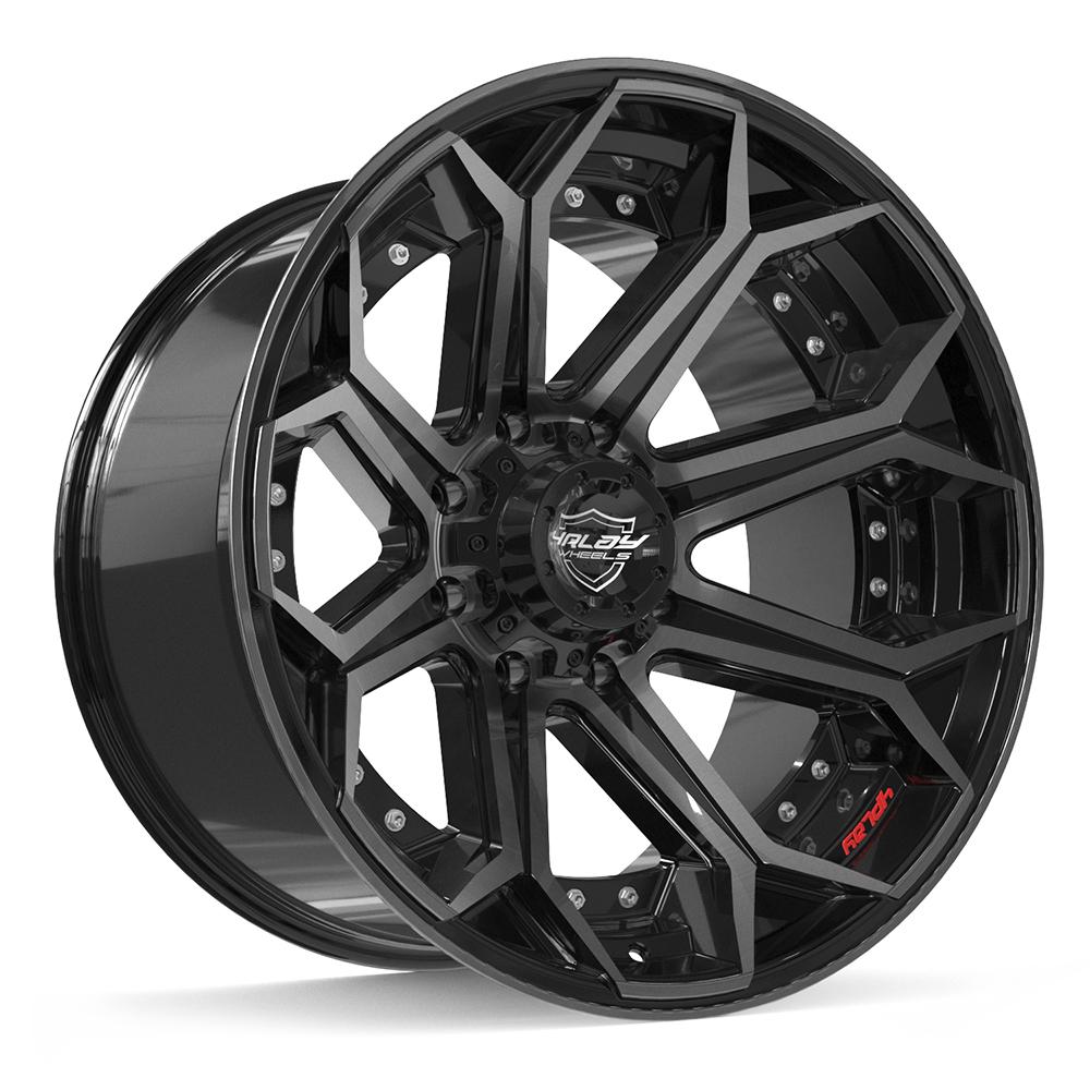 Set of 4 4Play 4P80R 22x12 Gloss Black Brushed with Tinted Clear wheel, 8x180, -44mm offset