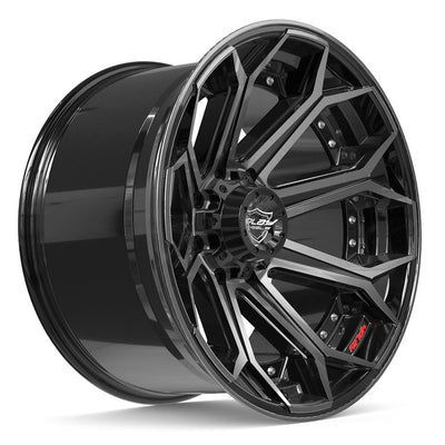 Set of 4 4Play 4P80R 22x12 Gloss Black Brushed with Tinted Clear wheel, 8x180, -44mm offset
