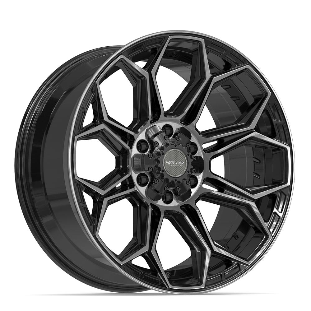 Set of 4 4Play 4P83 20x9 Gloss Black Brushed with Tinted Clear wheel, 6x135/6x139.7, 0mm offset