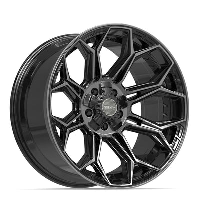 Set of 4 4Play 4P83 20x10 Gloss Black Brushed with Tinted Clear wheel, 5x127/5x139.7, -18mm offset