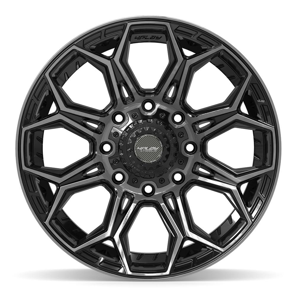 Set of 4 4Play 4P83 20x10 Gloss Black Brushed with Tinted Clear wheel, 8x180, -18mm offset