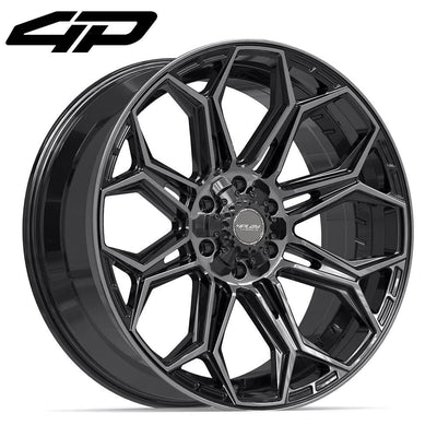 Set of 4 4Play 4P83 22x9 Gloss Black Brushed with Tinted Clear wheel, 6x135/6x139.7, +12mm offset