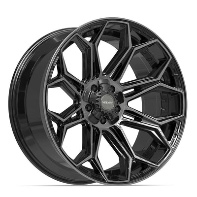 Set of 4 4Play 4P83 22x10 Gloss Black Brushed with Tinted Clear wheel, 5x127/5x139.7, -18mm offset