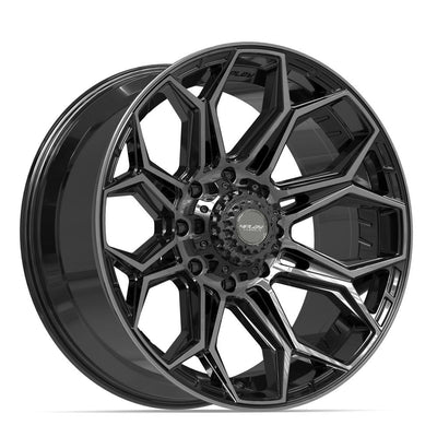 Set of 4 4Play 4P83 22x10 Gloss Black Brushed with Tinted Clear wheel, 8x165.1, -18mm offset