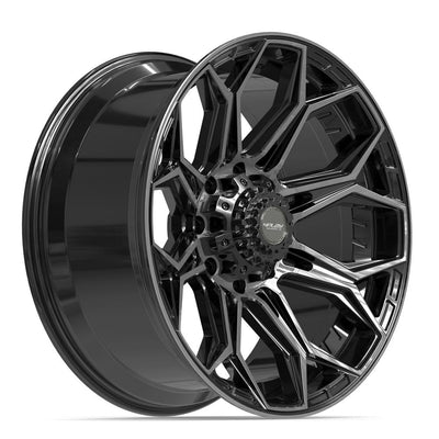 Set of 4 4Play 4P83 22x10 Gloss Black Brushed with Tinted Clear wheel, 8x165.1, -18mm offset