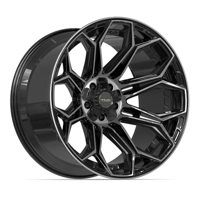 Set of 4 4Play 4P83 22x12 Gloss Black Brushed with Tinted Clear wheel, 5x127/5x139.7, -44mm offset