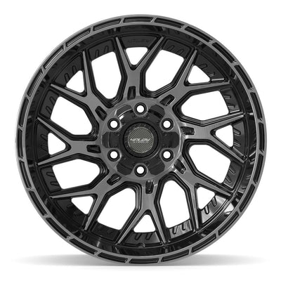 Set of 4 4Play 4PL28 20x10 Gloss Black Brushed with Tinted Clear wheel, 6x135/6x139.7, -18mm offset