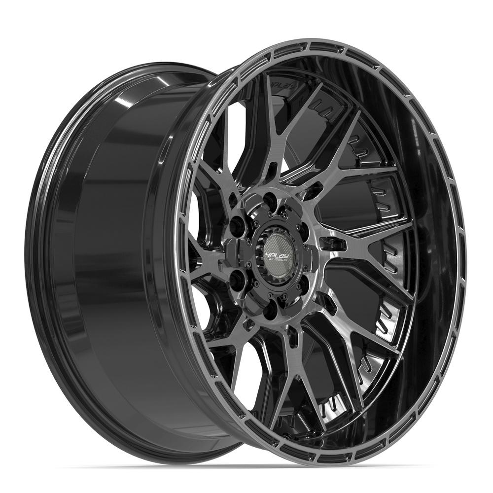 Set of 4 4Play 4PL28 20x10 Gloss Black Brushed with Tinted Clear wheel, 6x135/6x139.7, -18mm offset