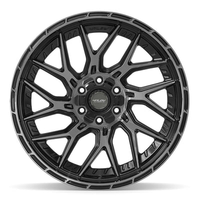 Set of 4 4Play 4PL28 22x10 Gloss Black Brushed with Tinted Clear wheel, 6x135/6x139.7, -18mm offset