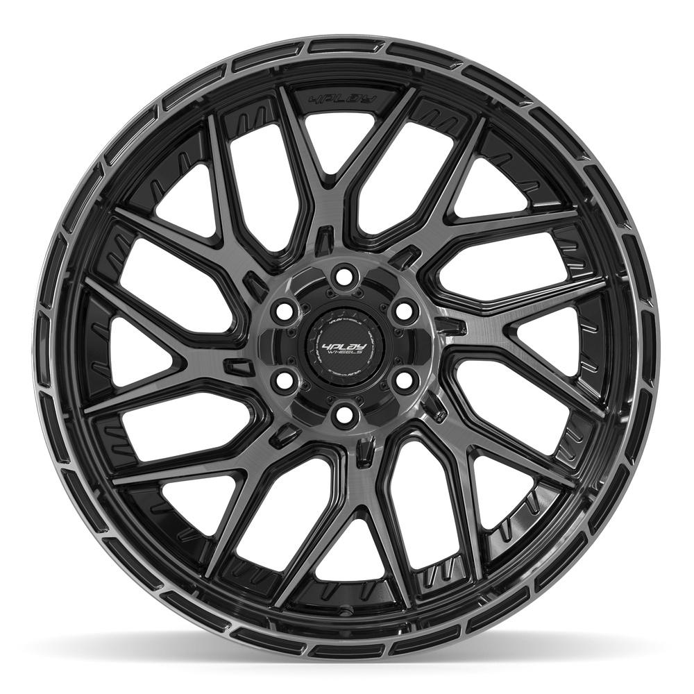 Set of 4 4Play 4PL28 22x12 Gloss Black Brushed with Tinted Clear wheel, 6x135/6x139.7, -44mm offset