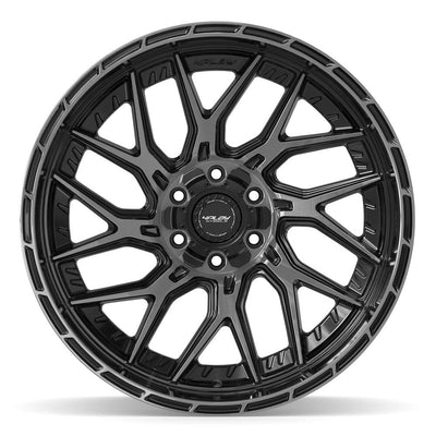 Set of 4 4Play 4PL28 22x12 Gloss Black Brushed with Tinted Clear wheel, 6x135/6x139.7, -44mm offset