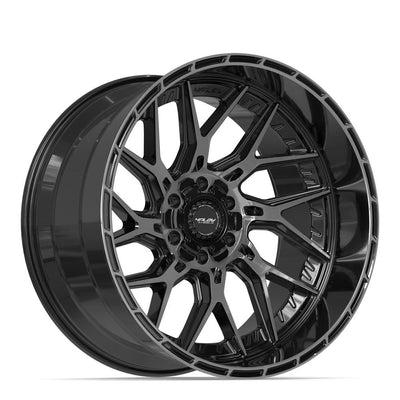 Set of 4 4Play 4PL28 22x12 Gloss Black Brushed with Tinted Clear wheel, 6x135/6x139.7, -44mm offset
