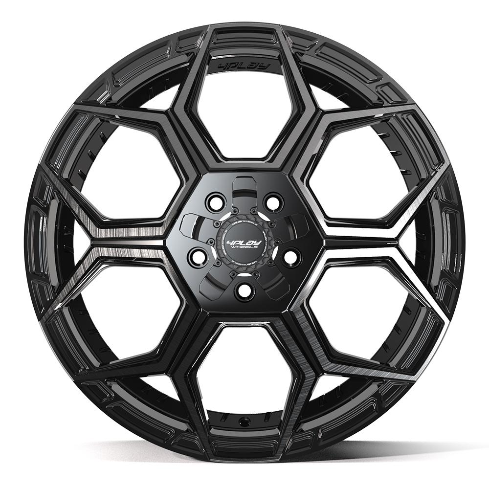 Set of 4 4Play 4PS26 20x9 Gloss Black Brushed with Tinted Clear wheel, 5x127/5x139.7, -6mm offset