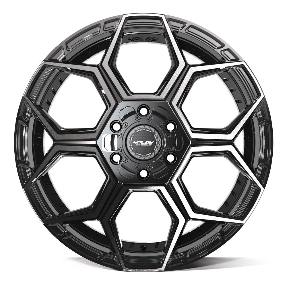 Set of 4 4Play 4PS26 20x9 Gloss Black Brushed with Tinted Clear wheel, 6x135/6x139.7, -6mm offset