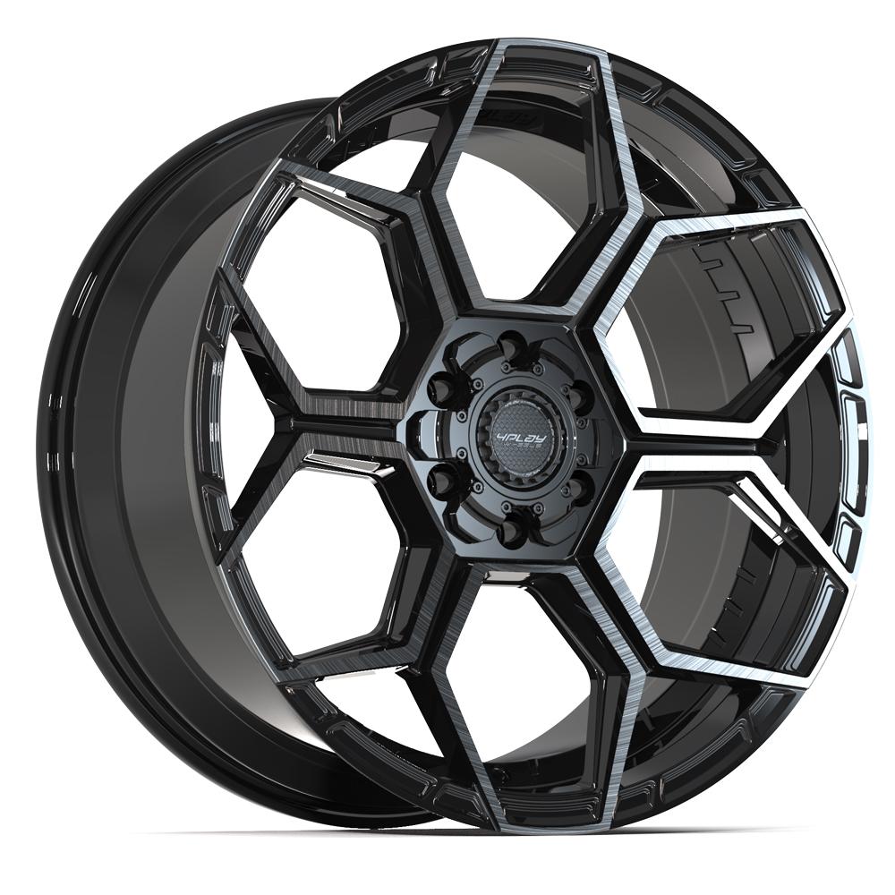 Set of 4 4Play 4PS26 22x10 Gloss Black Brushed with Tinted Clear wheel, 6x135/6x139.7, +24mm offset