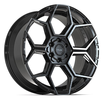 Set of 4 4Play 4PS26 22x10 Gloss Black Brushed with Tinted Clear wheel, 6x135/6x139.7, +24mm offset