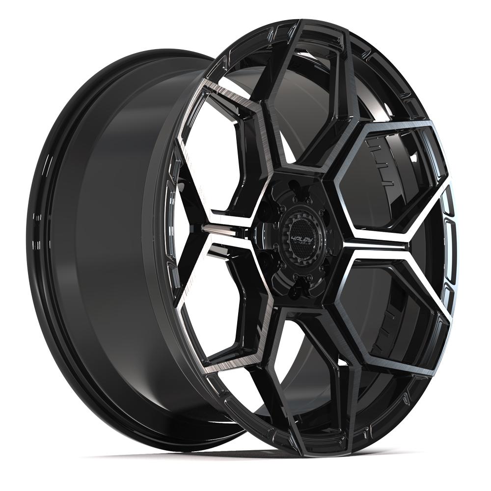 Set of 4 4Play 4PS26 22x10 Gloss Black Brushed with Tinted Clear wheel, 6x135/6x139.7, +24mm offset