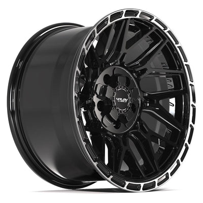 Set of 4 4Play 4PS28 17x9 Gloss Black Brushed with Tinted Clear wheel, 5x127/5x139.7, -6mm offset